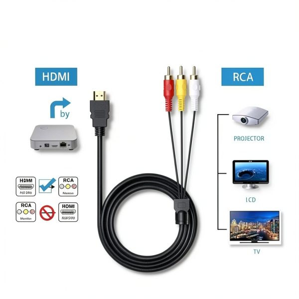 HDMI to RCA Cable Enetf Gold Plated Adapter-3