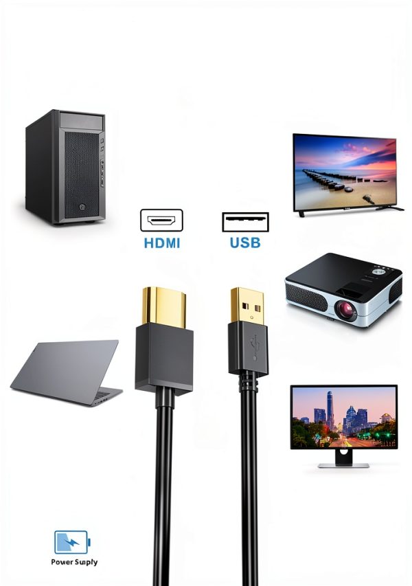 FAWETTY USB to HDMI Cable Black Aluminum 3ft-3
