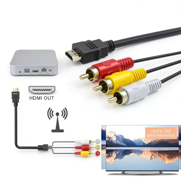 HDMI to RCA Cable Enetf Gold Plated Adapter-2