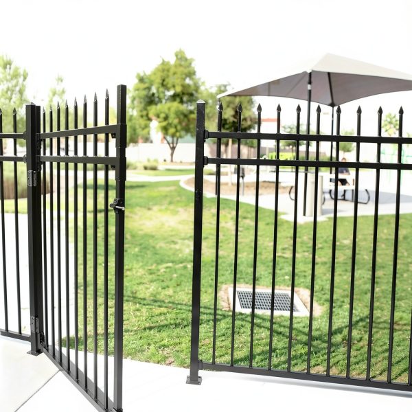 XCEL Black Steel Anti-Rust Fence Gate 4ft W x 5ft H Sharp End Pickets-5