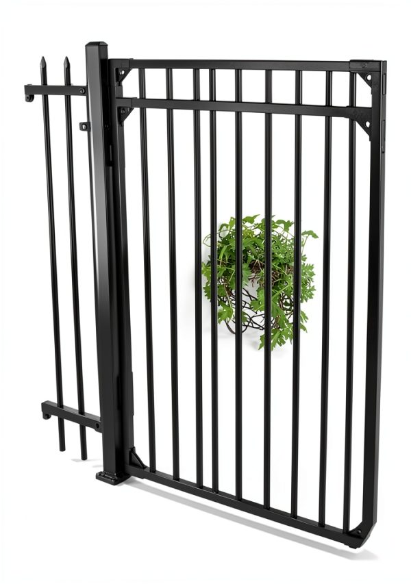 Black Steel Anti-Rust Fence Gate XCEL 4ft x 5ft Easy Install 3‑Rail-1