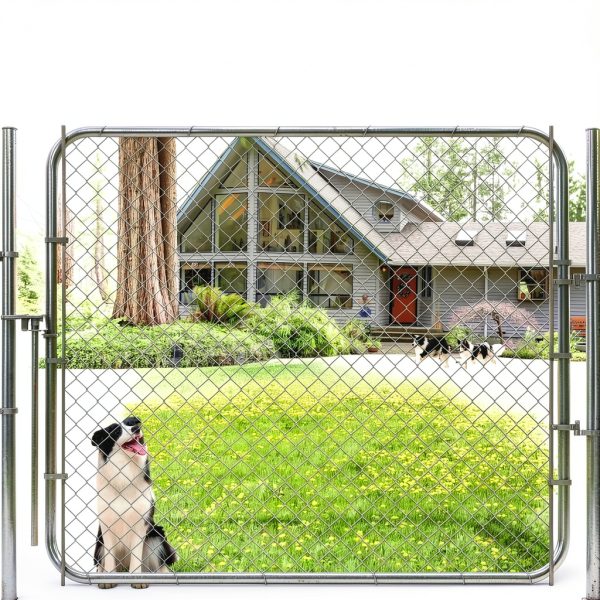 Adjustable Chain Link Fence Gate Kit,Rust-Resistant Galvanized Garden Gate for Outside,Durable Outdoor Gate for Garden Fence, Pathways, Yards, and Driveways, 26"-72" Wide x 5' High-5