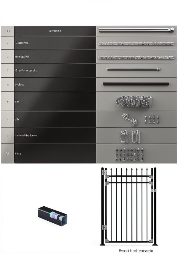 XCEL Black Steel Anti-Rust Fence Gate 4ft W x 5ft H Sharp End Pickets-6