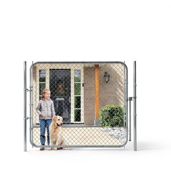 Adjustable Chain Link Fence Gate Kit,Rust-Resistant Galvanized Garden Gate for Outside,Durable Outdoor Gate for Garden Fence, Pathways, Yards, and Driveways, 26"-72" Wide x 5' High-6