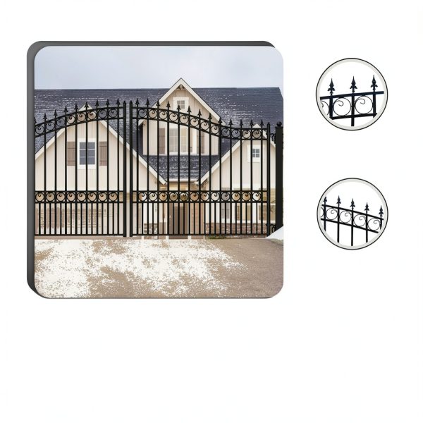 ALEKO 14x6 feet London Dual Swing Driveway Gate with Automatic Opener, Galvanized Steel Security Fence Gate-4