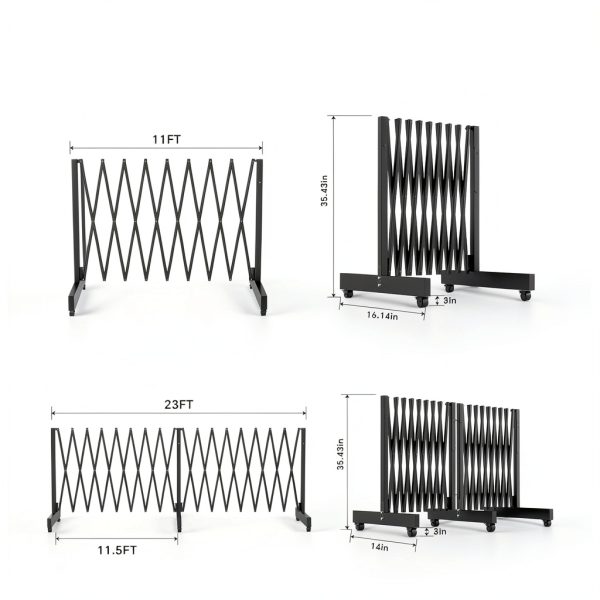 Industrial Expandable Barricade 23FT Black by POSTYBAY Folding Gate-1