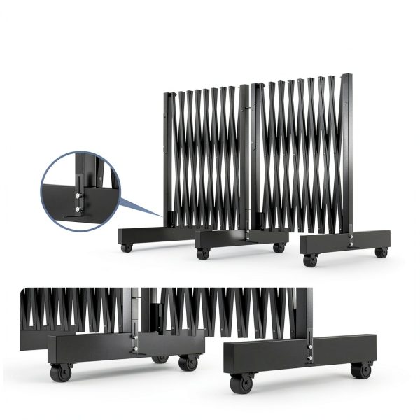 Industrial Expandable Barricade 23FT Black by POSTYBAY Folding Gate-6