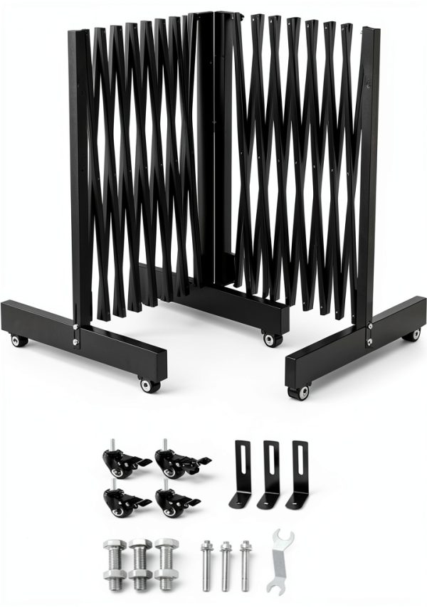 Industrial Expandable Barricade 23FT Black by POSTYBAY Folding Gate-0