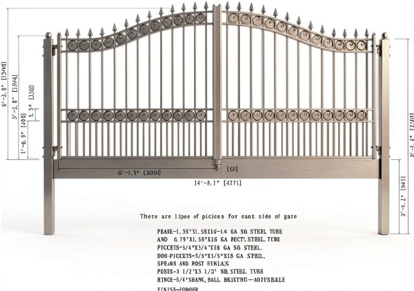 ALEKO 14x6 feet London Dual Swing Driveway Gate with Automatic Opener, Galvanized Steel Security Fence Gate-8