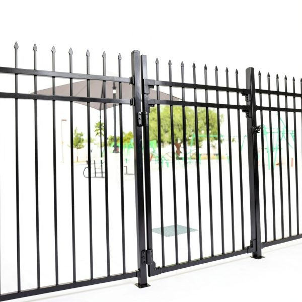 XCEL Black Steel Anti-Rust Fence Gate 4ft W x 5ft H Sharp End Pickets-4