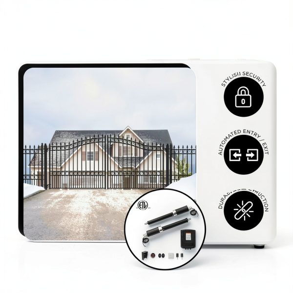 ALEKO 14x6 feet London Dual Swing Driveway Gate with Automatic Opener, Galvanized Steel Security Fence Gate-1