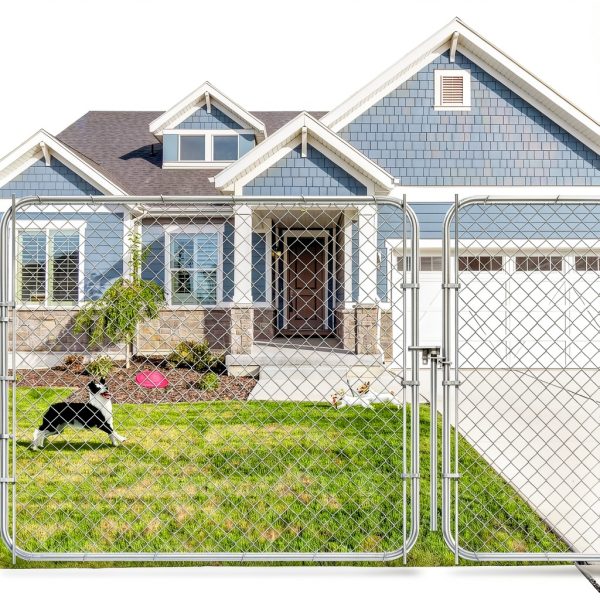 Adjustable Chain Link Fence Gate Kit,Rust-Resistant Galvanized Garden Gate for Outside,Durable Outdoor Gate for Garden Fence, Pathways, Yards, and Driveways, 26"-72" Wide x 5' High-4