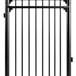 XCEL Black Steel Anti-Rust Fence Gate 4ft W x 5ft H Sharp End Pickets-0