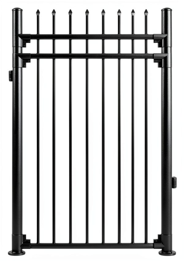 XCEL Black Steel Anti-Rust Fence Gate 4ft W x 5ft H Sharp End Pickets-0