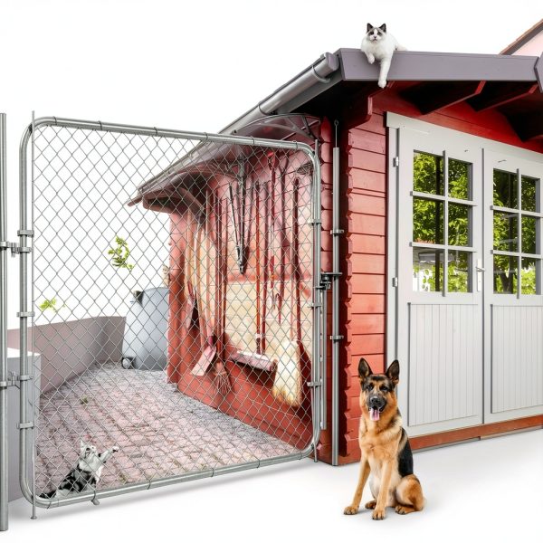 Adjustable Chain Link Fence Gate Kit,Rust-Resistant Galvanized Garden Gate for Outside,Durable Outdoor Gate for Garden Fence, Pathways, Yards, and Driveways, 26"-72" Wide x 5' High-1