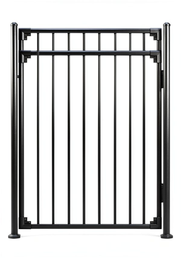 Black Steel Anti-Rust Fence Gate XCEL 4ft x 5ft Easy Install 3‑Rail-0