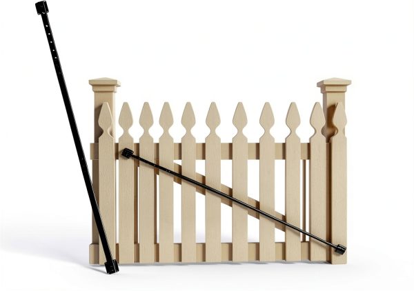 Telescopic Gate Brace 6' Adjustable 47-71" Black Steel Kit MorningRo-0