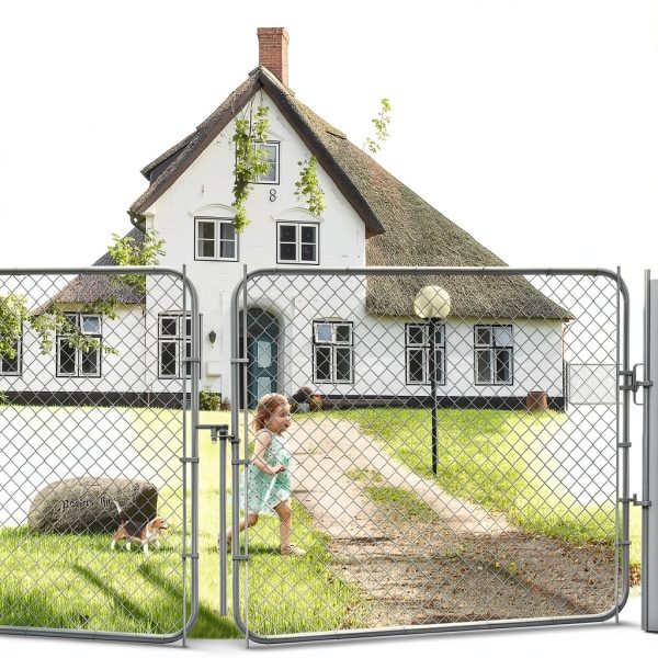Adjustable Chain Link Fence Gate Kit,Rust-Resistant Galvanized Garden Gate for Outside,Durable Outdoor Gate for Garden Fence, Pathways, Yards, and Driveways, 26"-72" Wide x 5' High-7