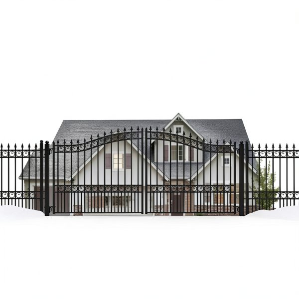 ALEKO 14x6 feet London Dual Swing Driveway Gate with Automatic Opener, Galvanized Steel Security Fence Gate-6
