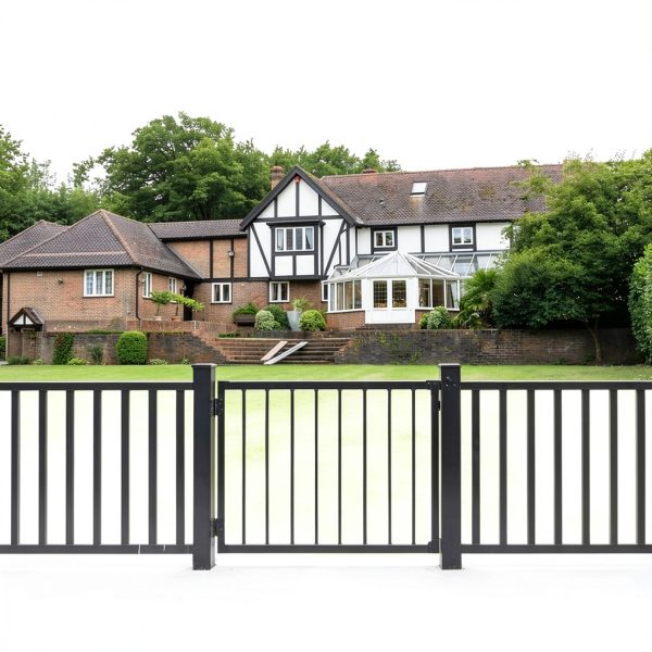 Deck Gate SunCrafts 42in Black Duty Steel Fence Door Adjustable to-4