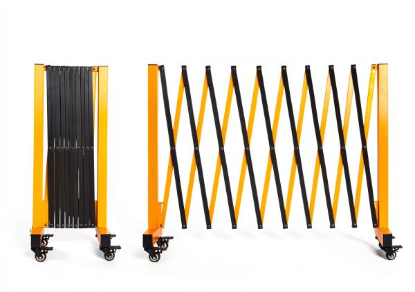 Expandable Barricade Gate Yellow 11.5FT Alloy Fence with Wheels-1