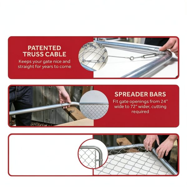 Adjust-A-Gate Chain Link Fence Gate Kit - Steel, 24-72" Silver-3