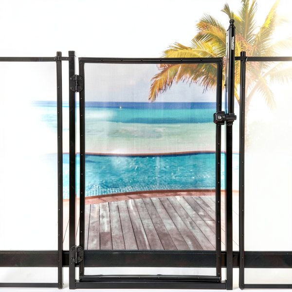All Safe Pool Fence Door Gate Kit - 4-Foot Black Self-Closing Pool Gate for Decks, Lockable & Easy DIY Installation - Safety Swimming Pool Gate for Kids & Inground Pool Fencing, Durable U-Safe Frame-5