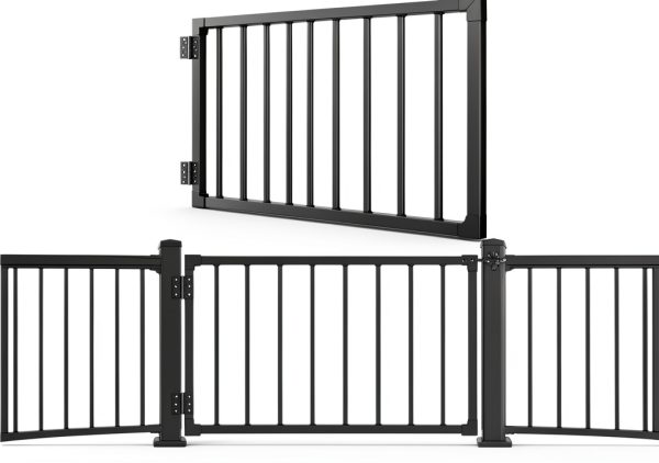 Deck Gate SunCrafts 42in Black Duty Steel Fence Door Adjustable to-0