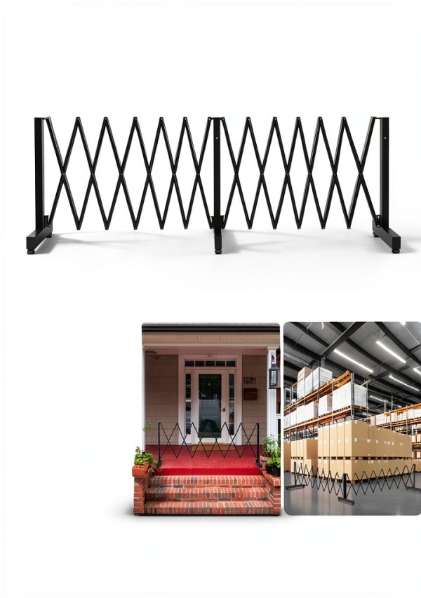 JTZFD 16 FT Black Expandable Metal Barricade Traffic Fence-5