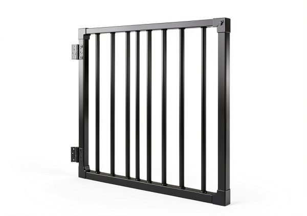 Deck Gate SunCrafts 42in Black Duty Steel Fence Door Adjustable to-1