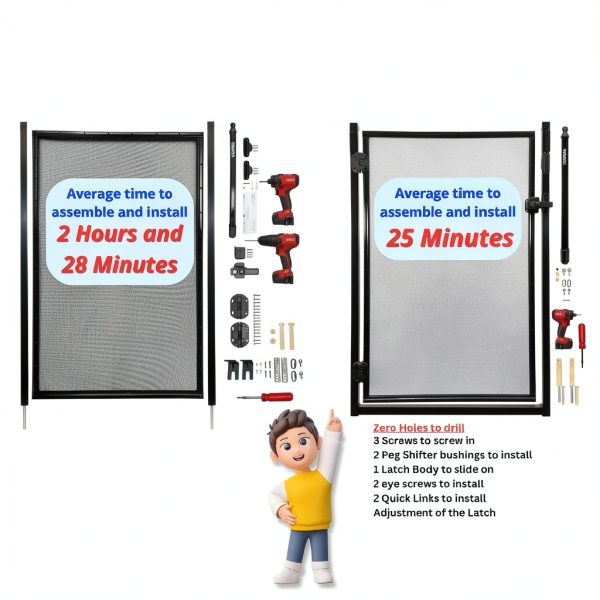 All Safe Pool Fence Door Gate Kit - 4-Foot Black Self-Closing Pool Gate for Decks, Lockable & Easy DIY Installation - Safety Swimming Pool Gate for Kids & Inground Pool Fencing, Durable U-Safe Frame-3