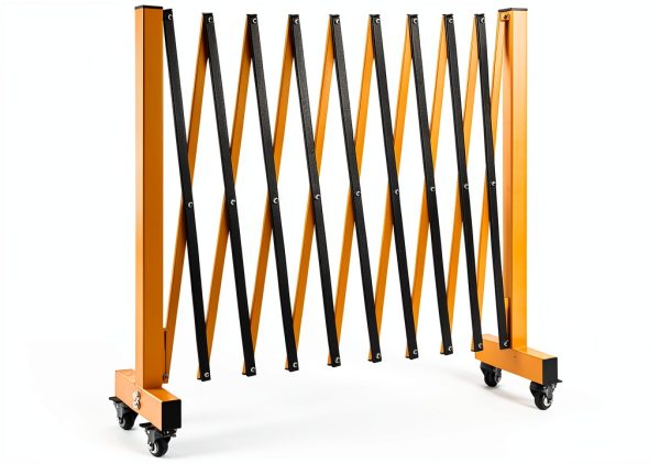 Expandable Barricade Gate Yellow 11.5FT Alloy Fence with Wheels-0