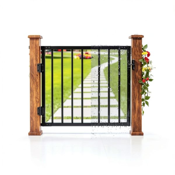 Outdoor Aluminum Deck Gate Kit 4ft x 36in with Latch Black Finish by-5