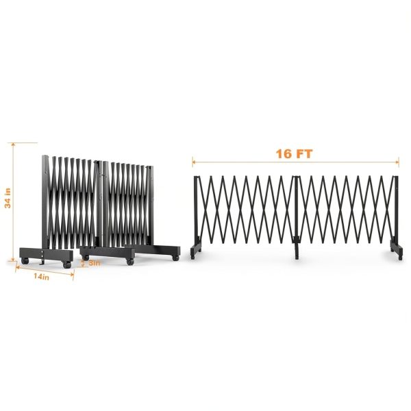 JTZFD 16 FT Black Expandable Metal Barricade Traffic Fence-1