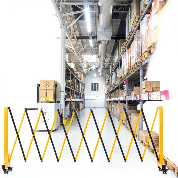 Expandable Barricade Gate Yellow 11.5FT Alloy Fence with Wheels-4