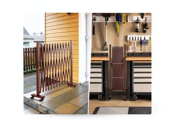 Aluminum Expandable Garden Fence TECSPACE Gate Casters 130×15×41 in-5