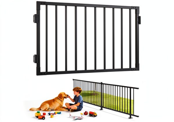 Outdoor Aluminum Deck Gate Kit 4ft x 36in with Latch Black Finish by-0