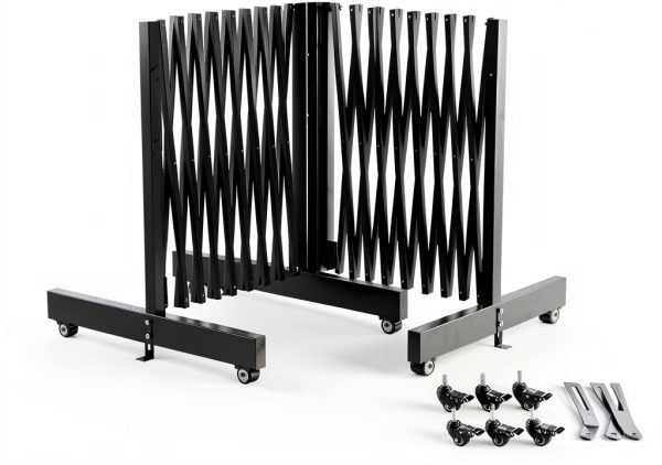 JTZFD 16 FT Black Expandable Metal Barricade Traffic Fence-0