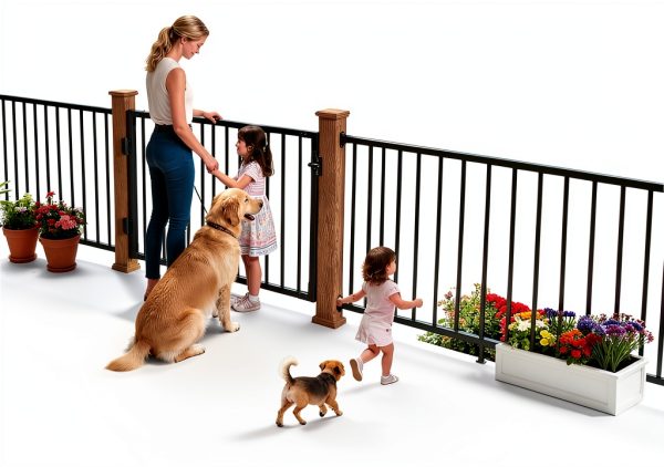 Outdoor Aluminum Deck Gate Kit 4ft x 36in with Latch Black Finish by-6