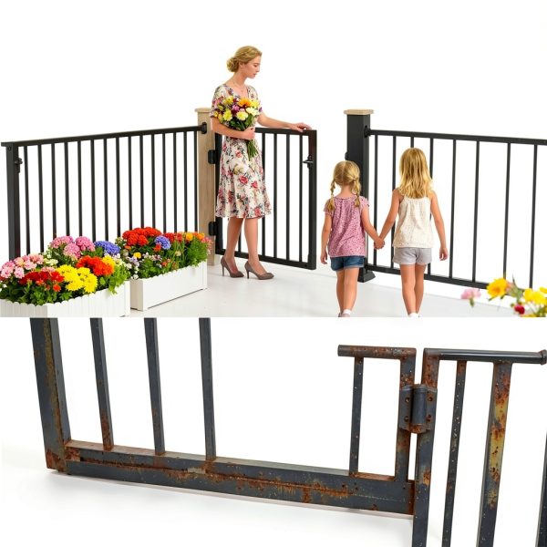 Outdoor Aluminum Deck Gate Kit 4ft x 36in with Latch Black Finish by-3
