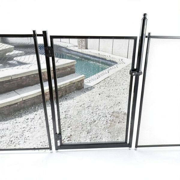 All Safe Pool Fence Door Gate Kit - 4-Foot Black Self-Closing Pool Gate for Decks, Lockable & Easy DIY Installation - Safety Swimming Pool Gate for Kids & Inground Pool Fencing, Durable U-Safe Frame-4